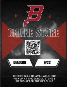 Bradford Online Store QR code Deadline 9/22 Orders will be available for pickup at the school store 3 weeks after the deadline