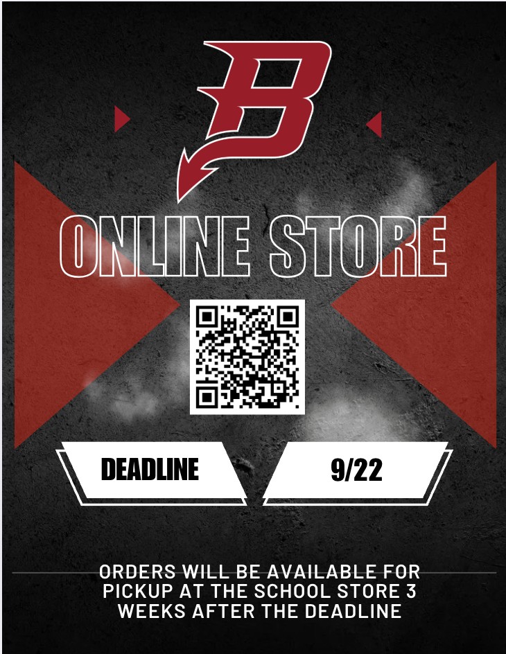 Bradford Online Store QR code Deadline 9/22 Orders will be available for pickup at the school store 3 weeks after the deadline