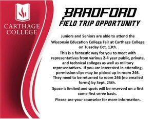 Carthage College Field Trip Opportunity for Juniors & Seniors!
