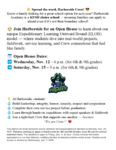 Harborside Open House Dates 11/12/25 & 11/15/25