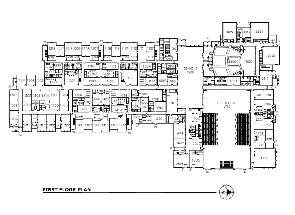 Map of the first floor of Indian Trail High School and Academy