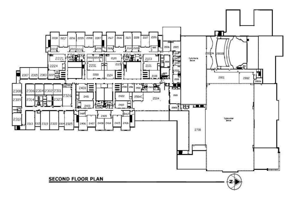 Map of the second floor of Indian Trail High School and Academy