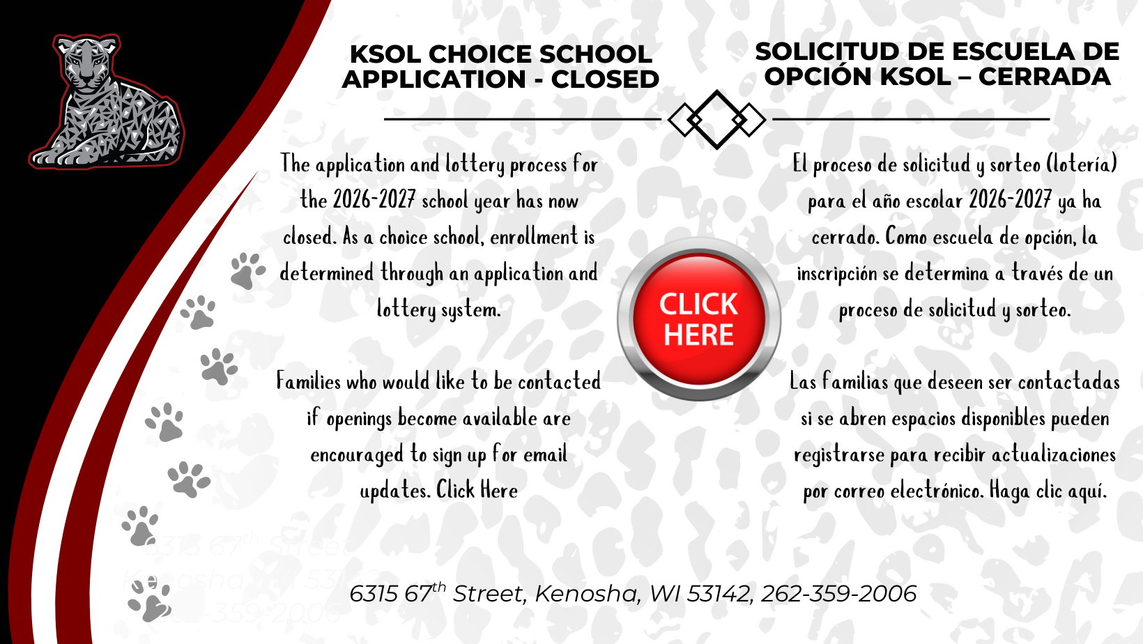 The application and lottery process for the 2026-2027 school year has now closed. As a choice school, enrollment is determined through an application and lottery system. Families who would like to be contacted if openings become available are encouraged to sign up for email updates.