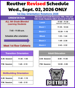 Reuther's First Day of School Schedule