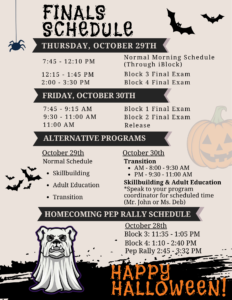 Reuther Final Exams 10/29 & 10/30