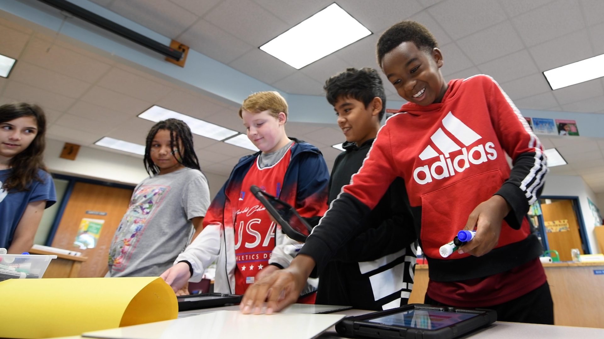 Four students working on a project.