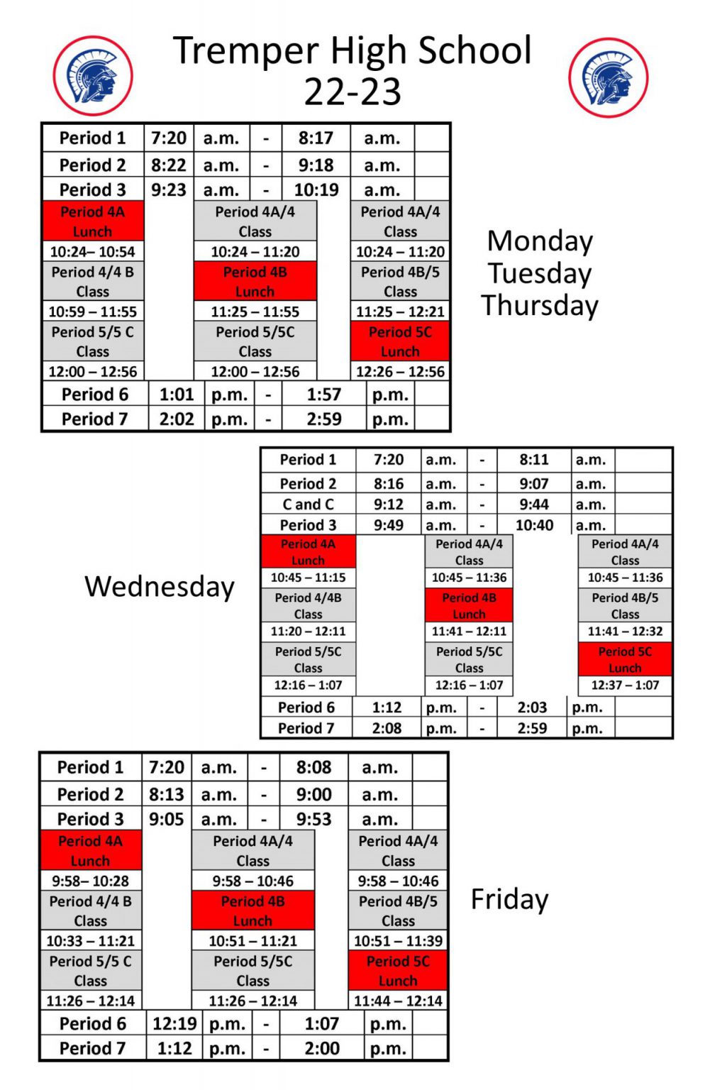 School Schedule – Tremper High School