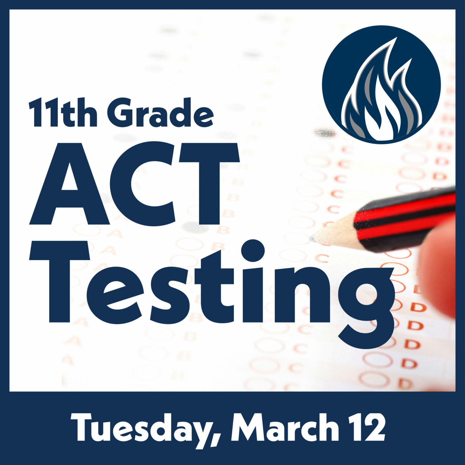 Modified high school schedule for ACT with writing March 12