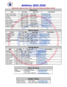 Start Dates & Coach Contact Info
