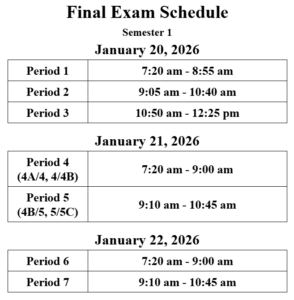 Final Exam Bell Schedule