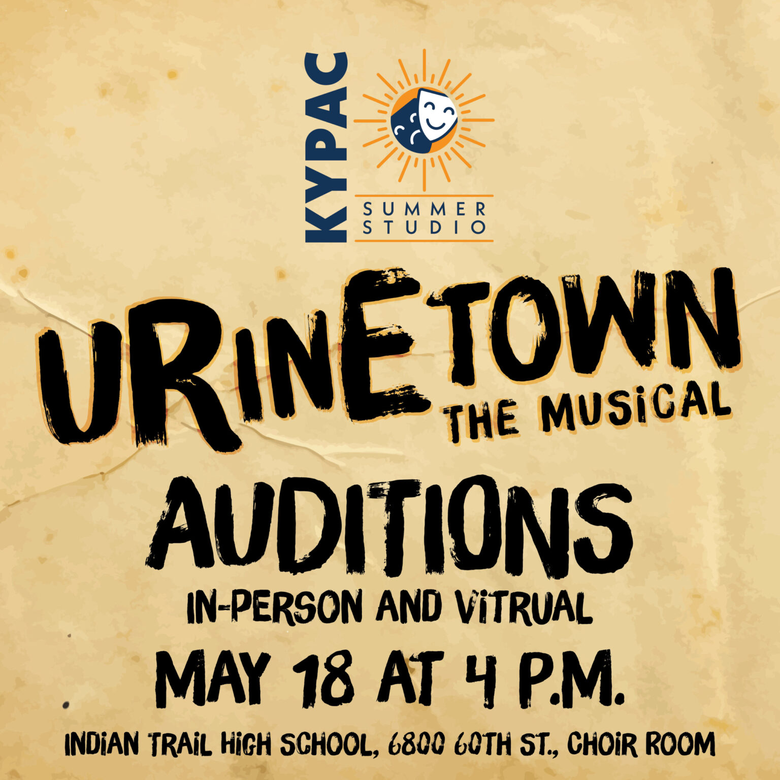Theater masks and details for for audition poster