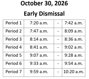 Early Release Schedule