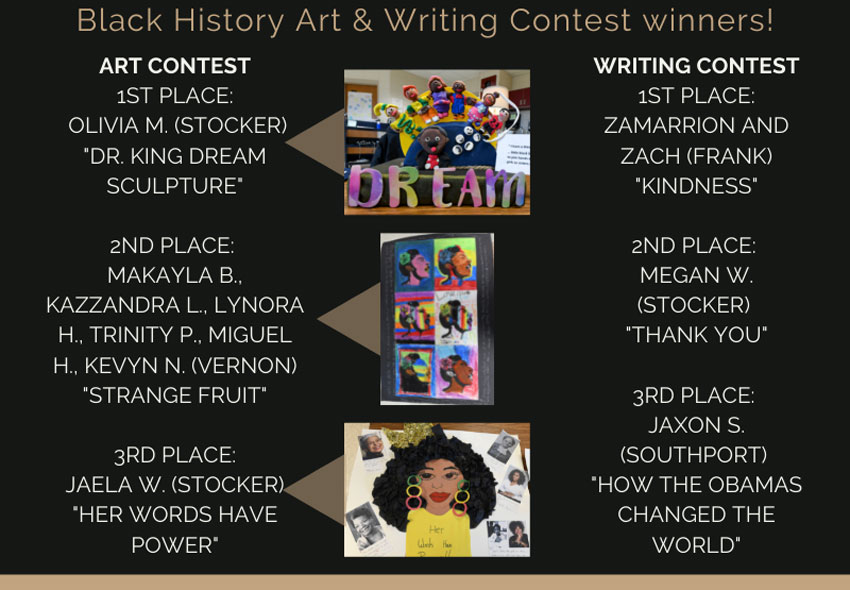 Congratulations Black History Art & Writing Contest winners!