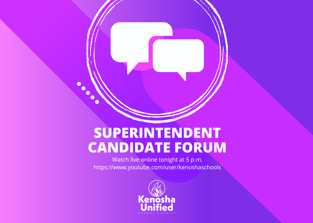 Superintendent Candidate Forum. Watch live tonight at 5 p.m.