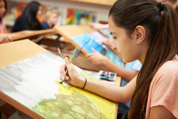 A student painting.