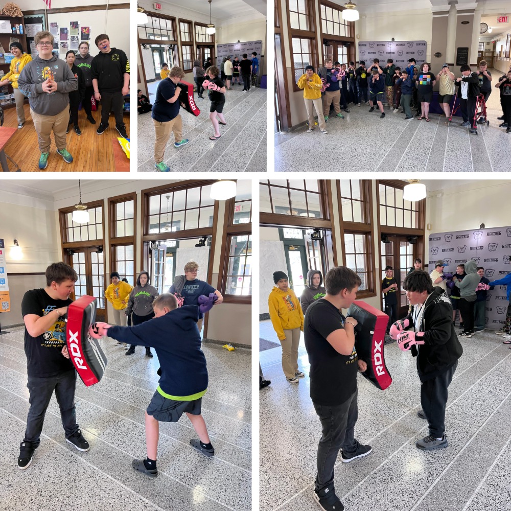 Reuther students lead martial arts session for Harborside 6th graders